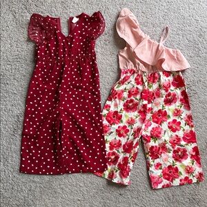 Red Polka Dot and Floral Jumpsuits
